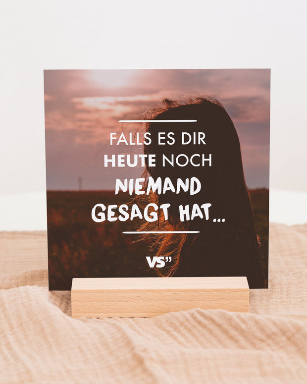 Komplimente - Karten im Holzaufsteller