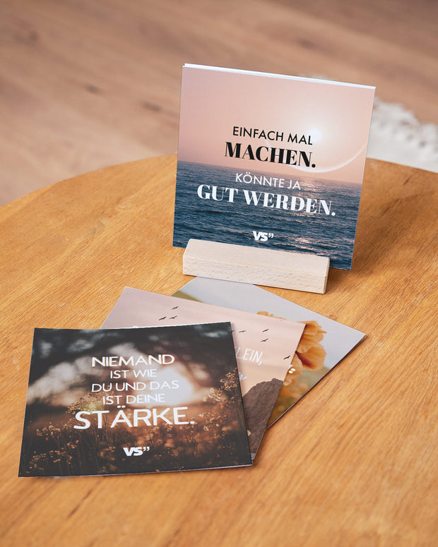 Motivation - Karten im Holzaufsteller
