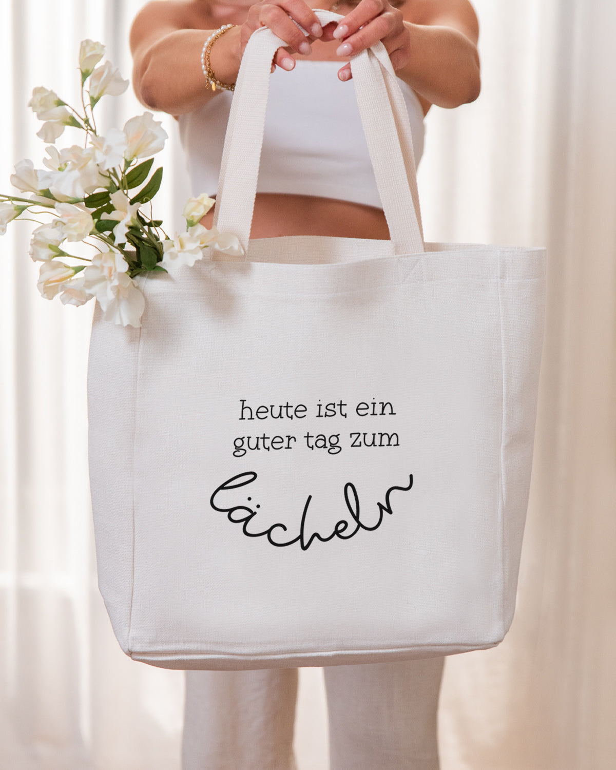 Heute ist ein guter Tag zum Lächeln - Stofftasche Stofftasche Visual Statements®