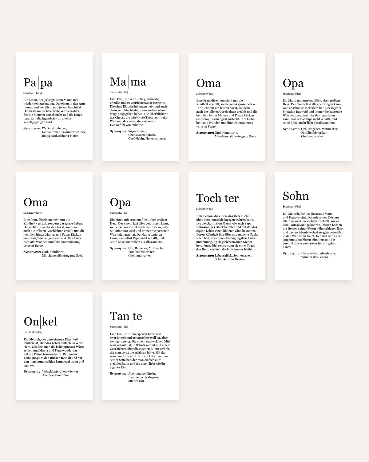 Definition Familie - 10er Grußkarten-Set Grußkarte Visual Statements®