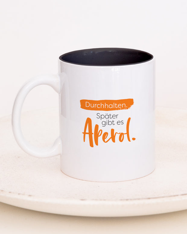 Motiv: Später gibt es Aperol - VS" Tasse Schwarz Tasse VISUAL STATEMENTS