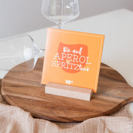 Bin auf Aperol Spritztour - Karten im Holzaufsteller