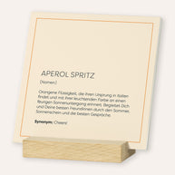 Bin auf Aperol Spritztour - Karten im Holzaufsteller