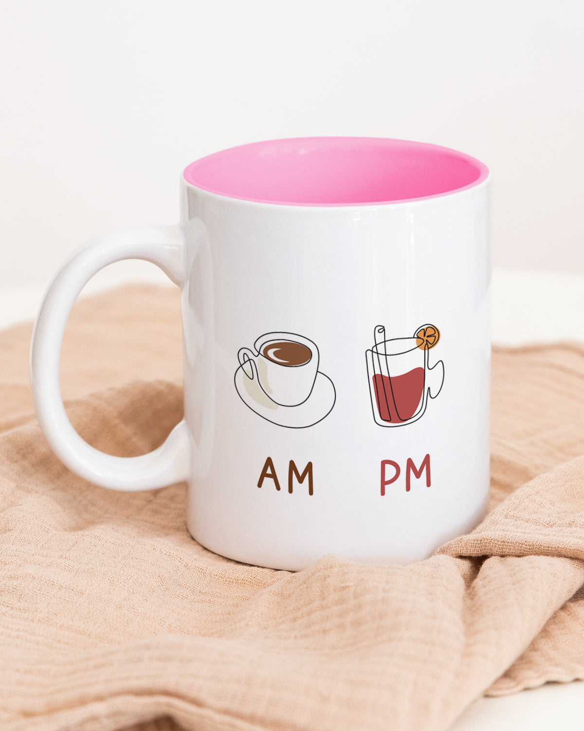 AM Coffee | PM Glühwein - Tasse Pink Tasse Visual Statements®