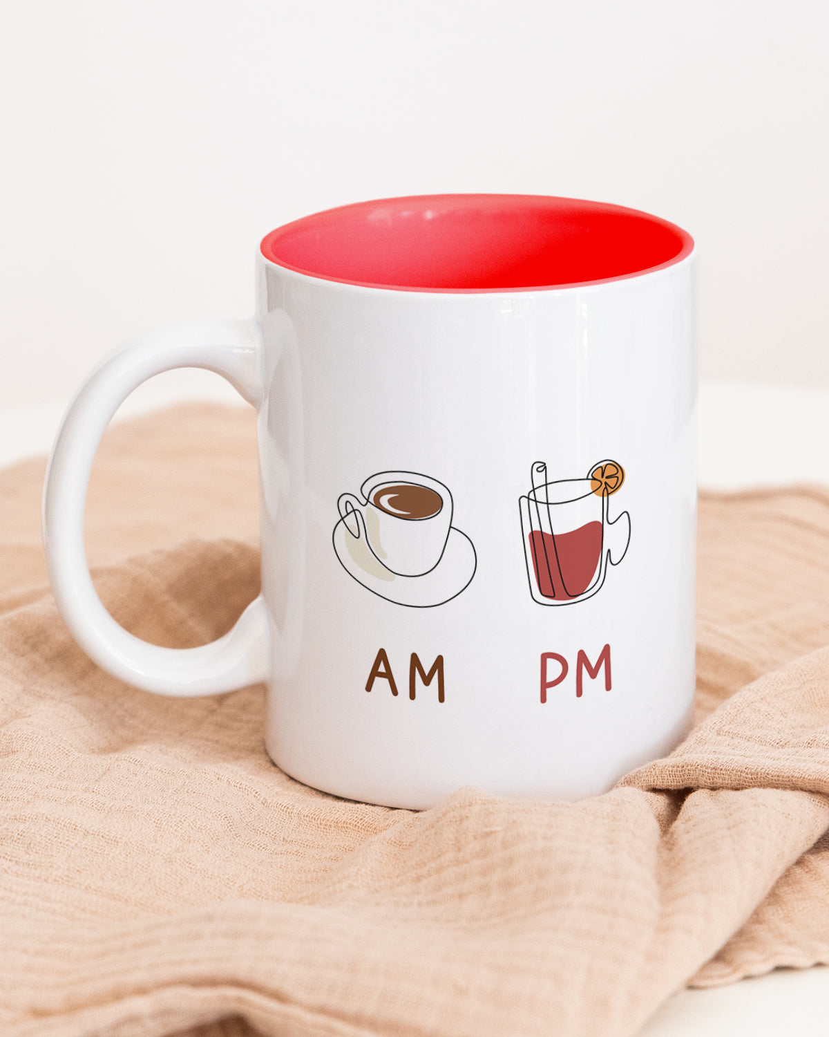 AM Coffee | PM Glühwein - Tasse Rot Tasse Visual Statements®