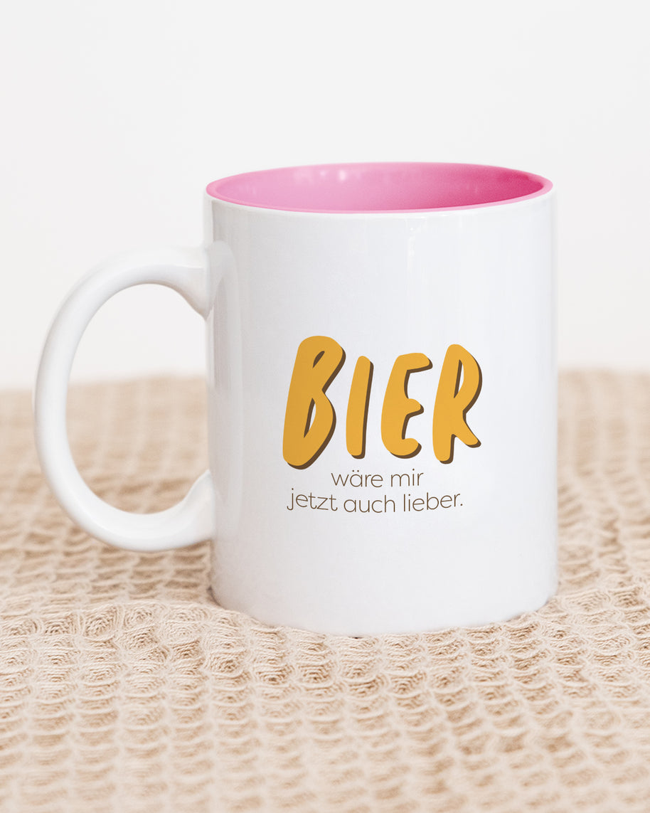 Bier wäre mir jetzt auch lieber - Tasse Pink Tasse Visual Statements®