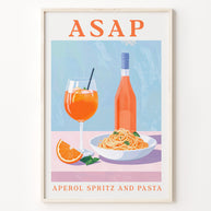 Poster mit Aperol und Pasta Aufdruck ASAP