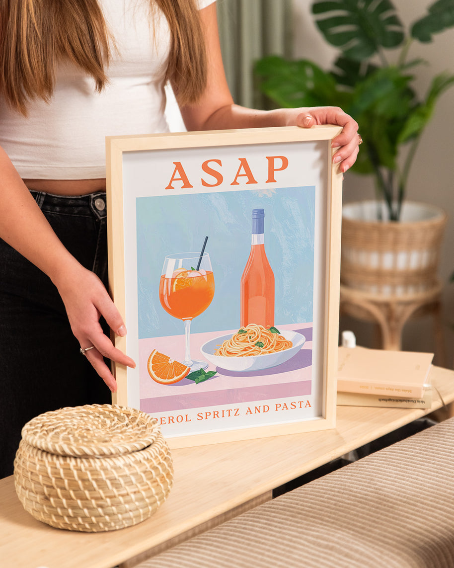 Poster mit Aperol und Pasta Aufdruck ASAP
