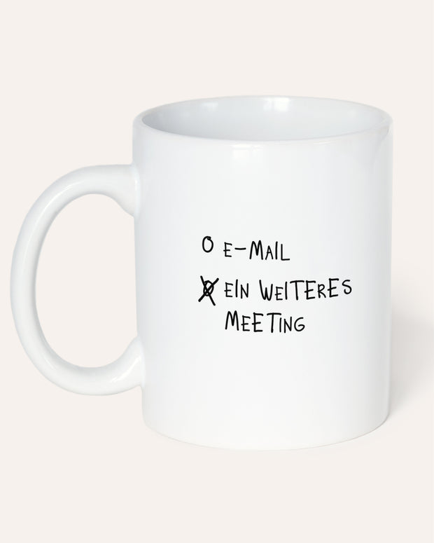Check Box: E-Mail, weiteres Meeting - Tasse