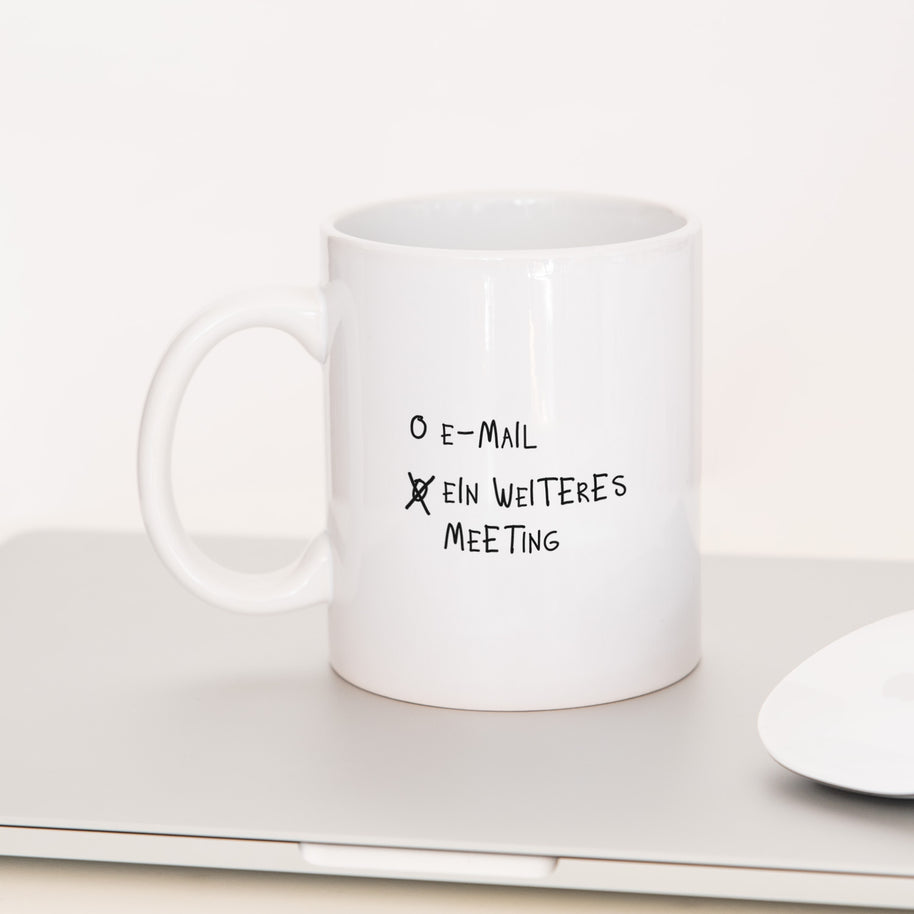 Check Box: E-Mail, weiteres Meeting - Tasse