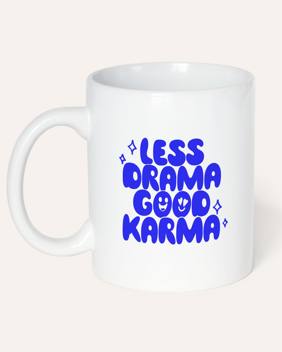 Less Drama, good Karma - Tasse Weiß Tasse Visual Statements®
