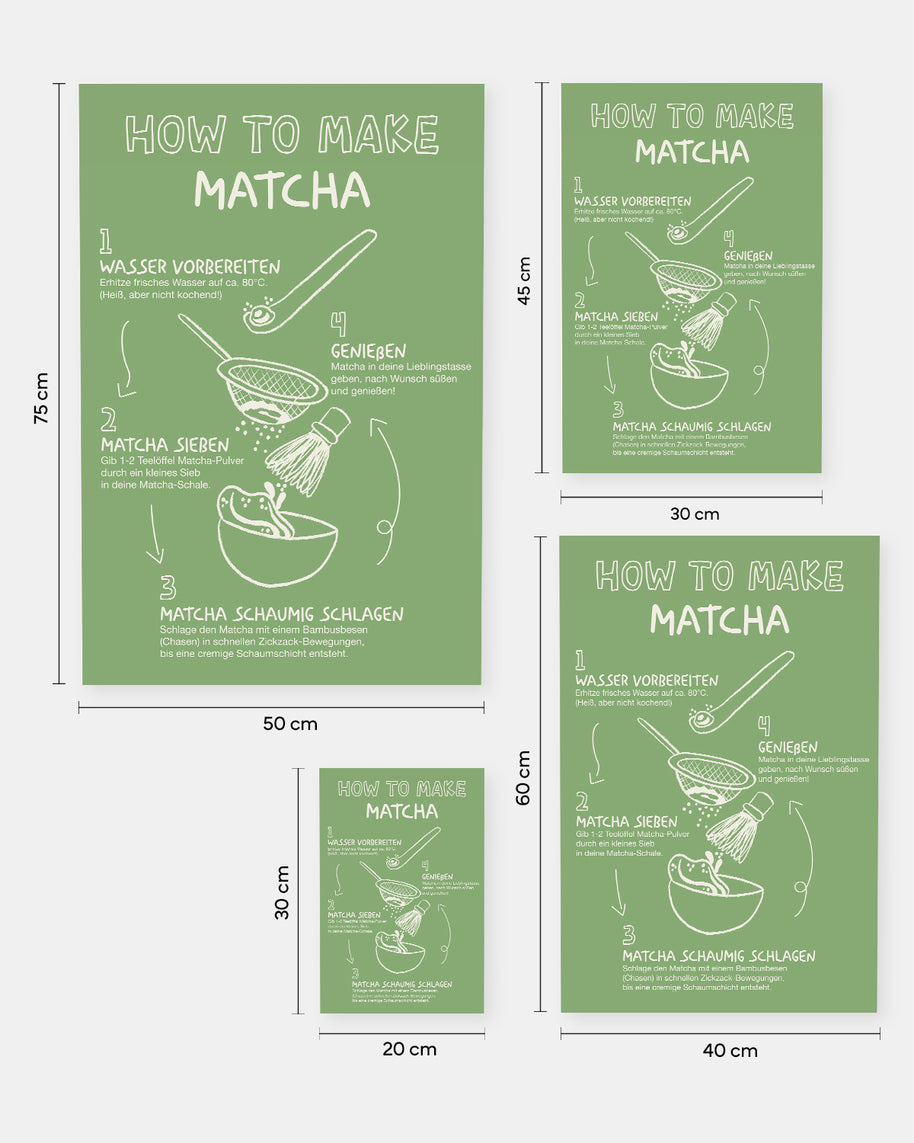 Poster Grün Beige How To Make Matcha Illustration 
