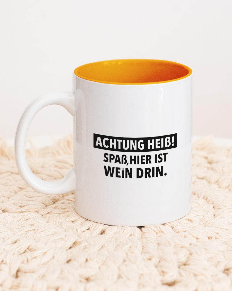 Achtung heiß - Tasse Orange Tasse wrdprn®