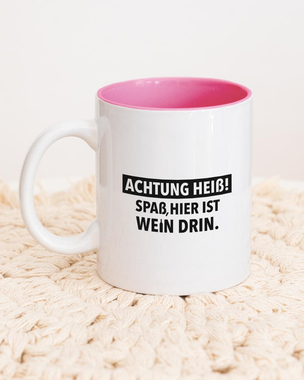 Achtung heiß - Tasse Pink Tasse wrdprn