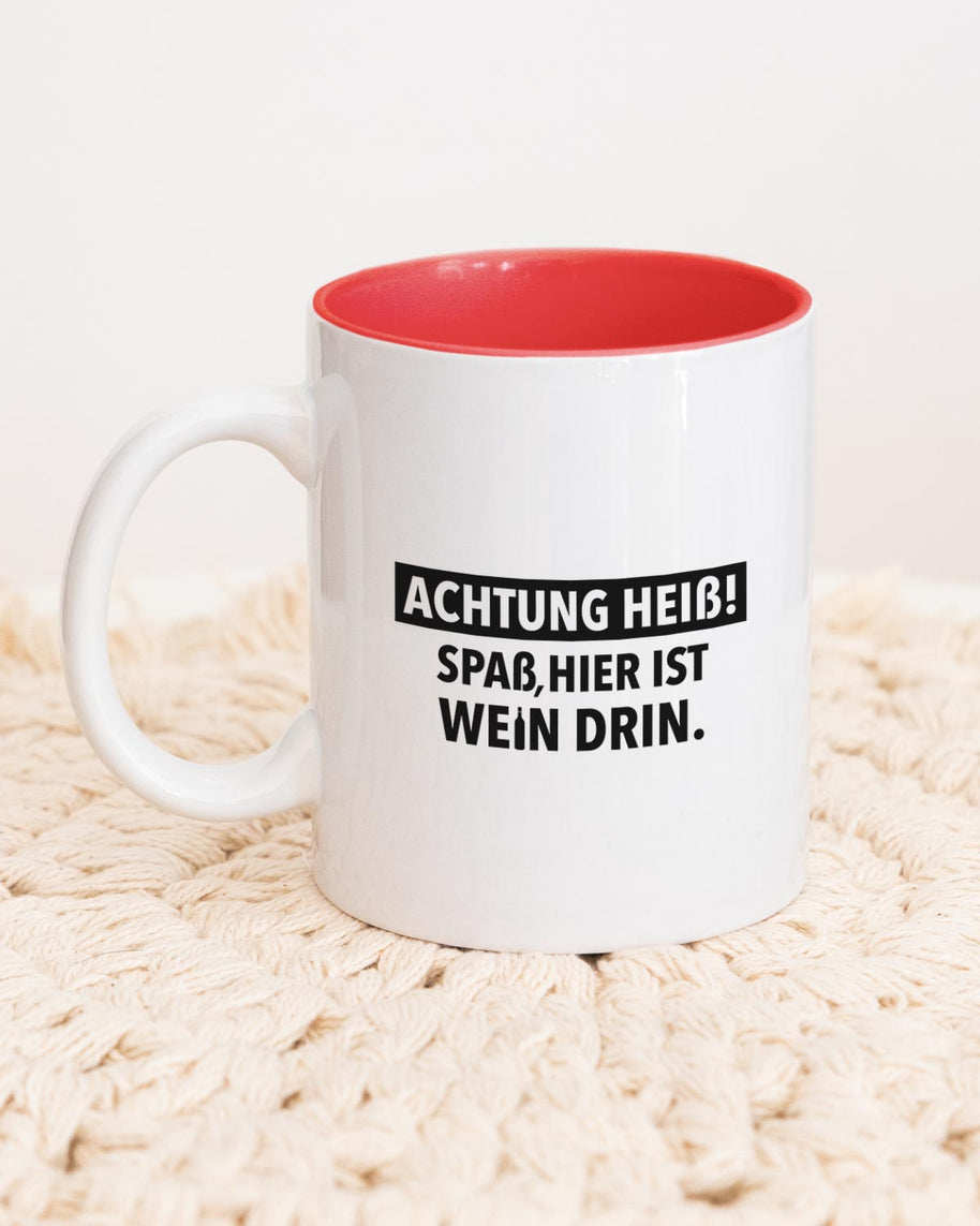 Achtung heiß - Tasse Rot Tasse wrdprn®