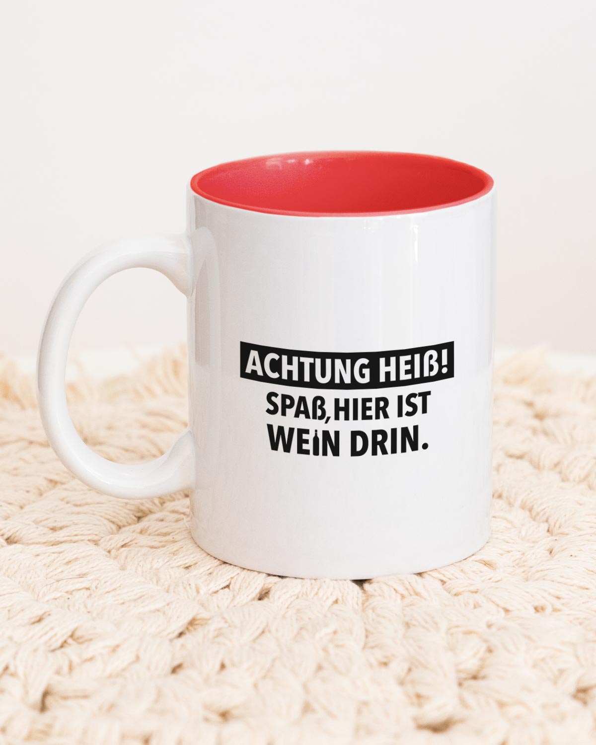 Achtung heiß - Tasse Rot Tasse wrdprn®