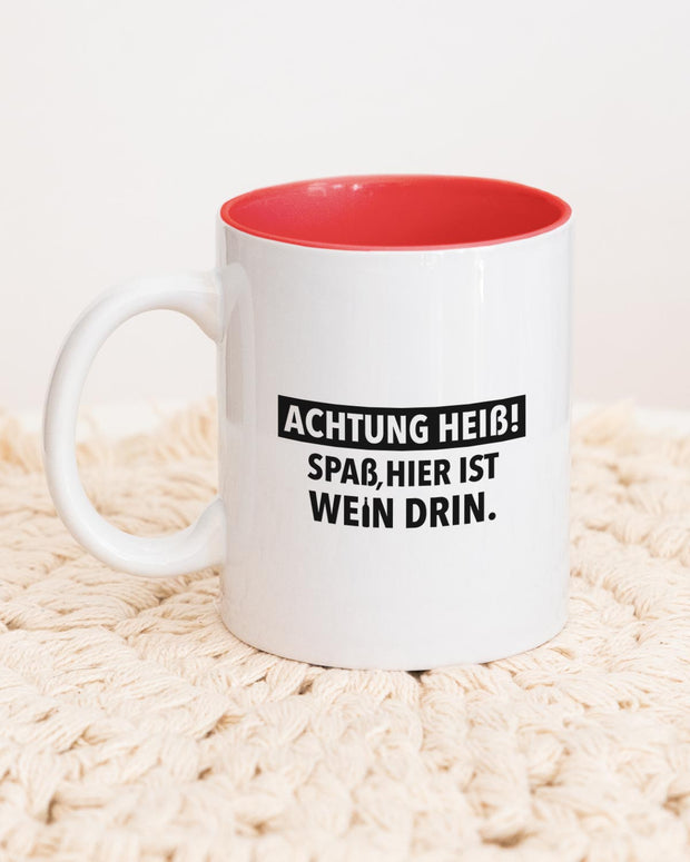 Achtung heiß - Tasse Rot Tasse wrdprn