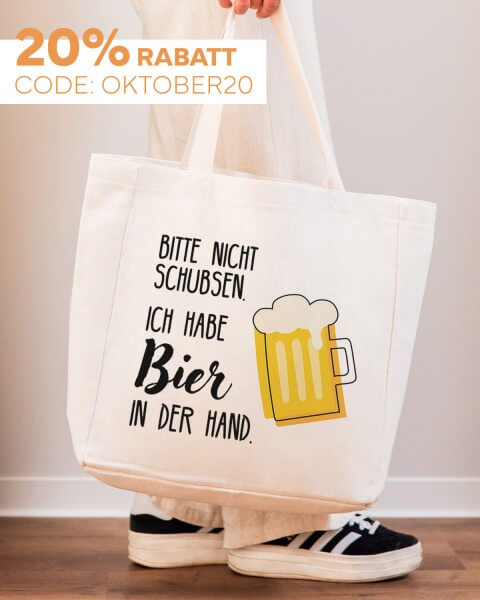 Bier in der Hand - Stofftasche