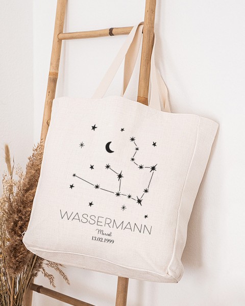 Motiv: Sternzeichen "Wassermann" - VS" Stofftasche