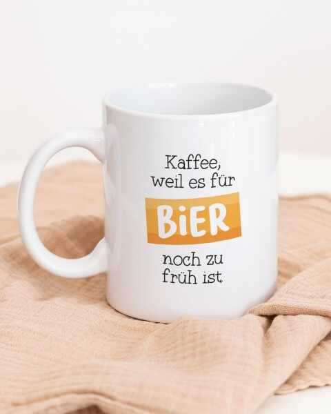 Kaffee, weil es für Bier noch zu früh ist. - Tasse