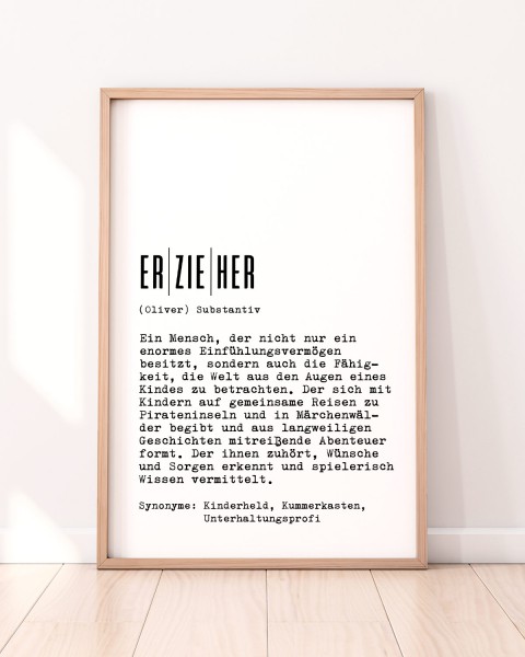 Definition Erzieher - personalisierbares Poster