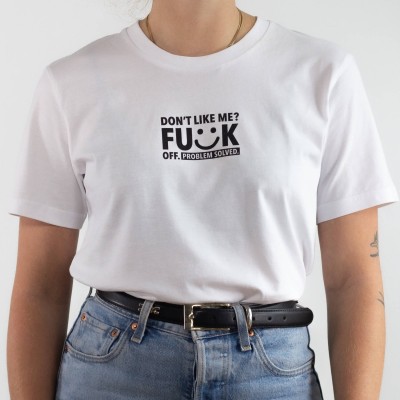 Don't like me - weißes T-Shirt aus 100% Biobaumwolle - wrdprn T-Shirt mit Spruch