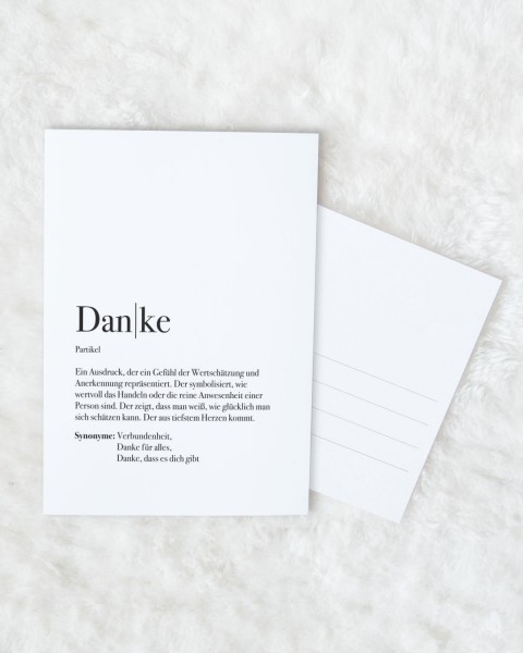 Definition Danke - Postkarte