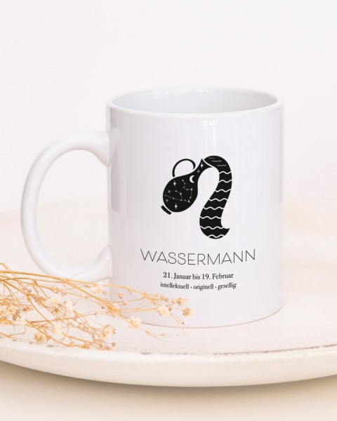 Personalisierbare Tasse - Sternzeichen Wassermann