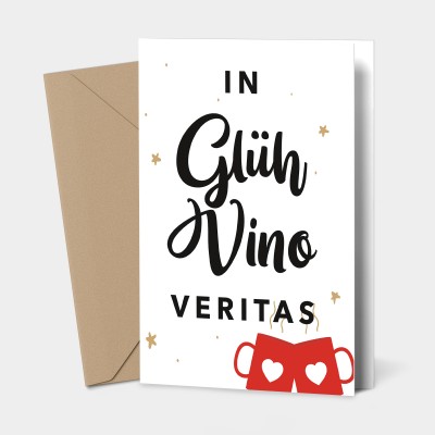 In Glühvino Veritas - Grußkarte Weihnachten