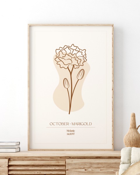 Birthday Flowers Oktober - Personalisierbares Poster