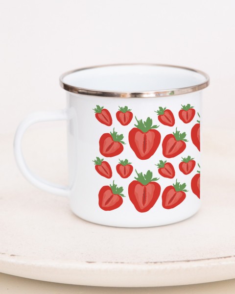 Erdbeere - Emaille Tasse