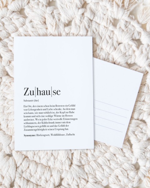 Definition Zuhause - Postkarte