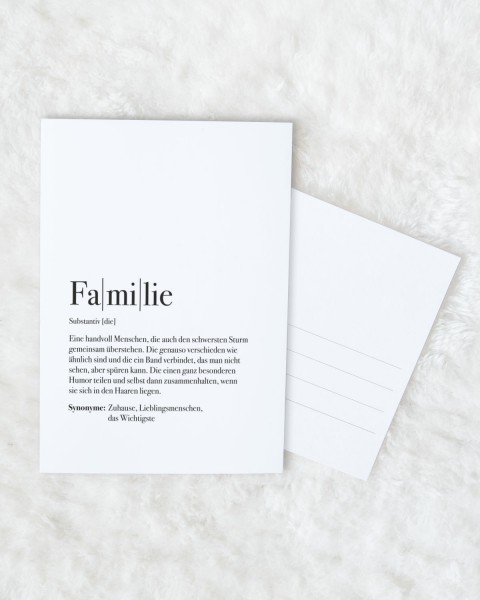 Definition Familie - Postkarte
