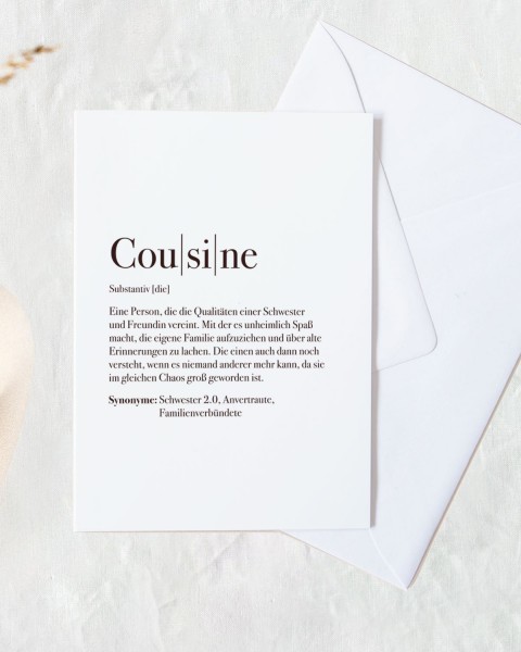 Definition Cousine - Grußkarte