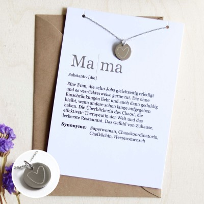 Herz Halskette Silber - Mama - Geschenk zum Muttertag