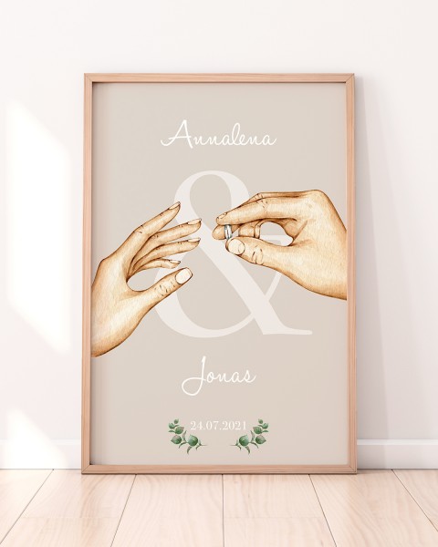 Two Hands - personalisiertes Poster zur Hochzeit