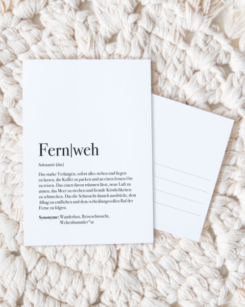 Definition Fernweh - Postkarte
