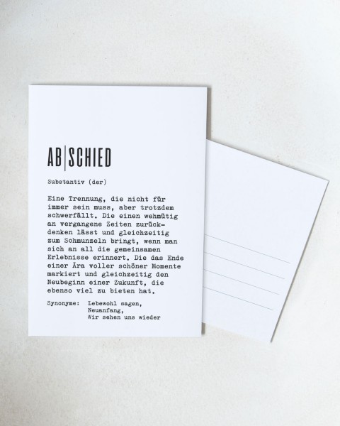 Definition Abschied - Postkarte