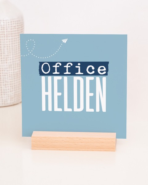 Office Helden - Karten im Holzaufsteller