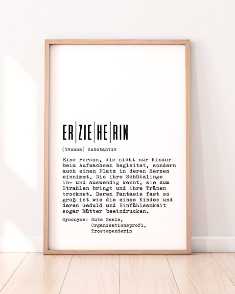 Definition Erzieherin - personalisierbares Poster