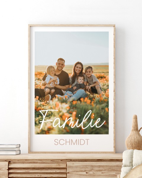 Fotoposter Familie - Poster mit Familienbild und personalisiertem Familiennamen