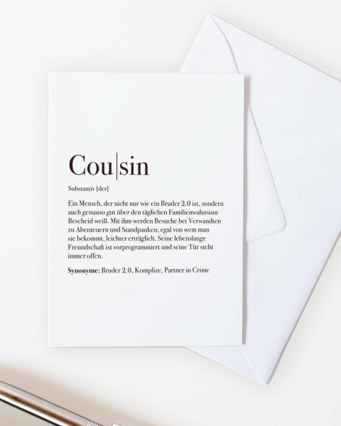 Definition Cousin - Grußkarte
