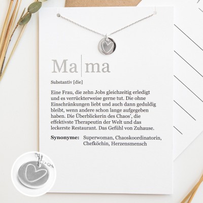 Herz Halskette Silber - Mama - Geschenk zum Muttertag